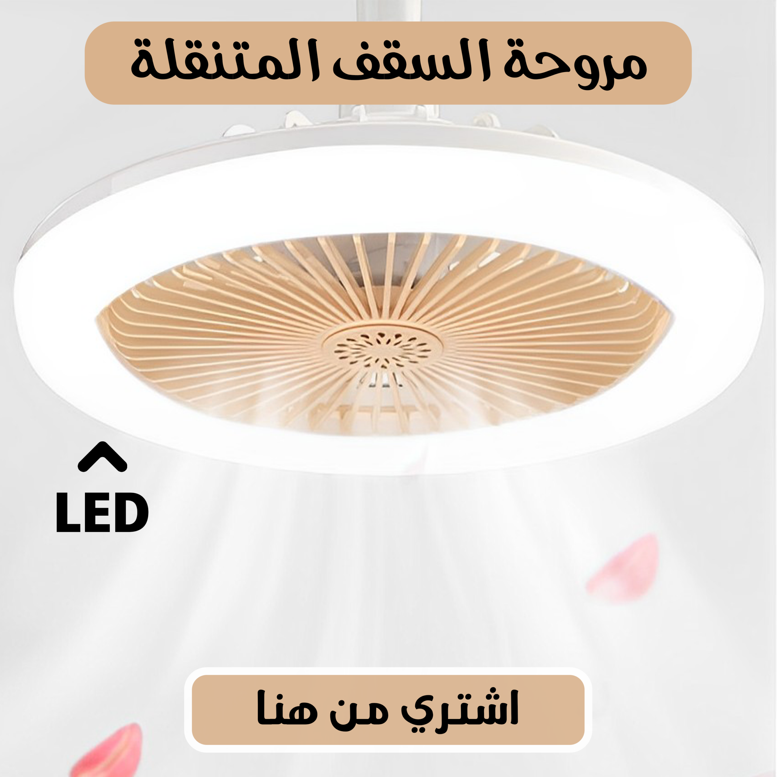 إضاءة LED بيضاء مريحة مع مروحة سقف صغيرة