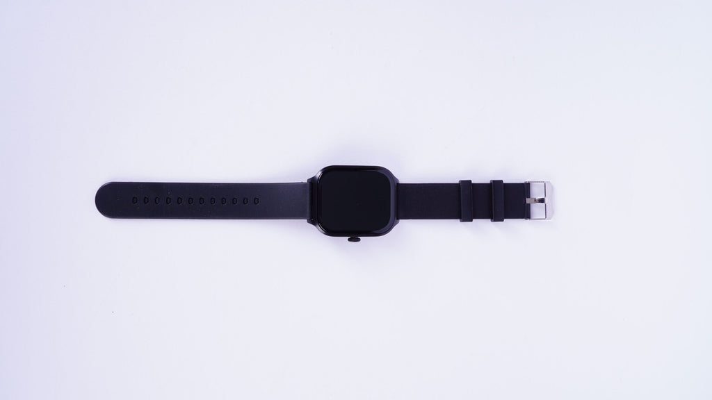 Smart Watch A56 Plus with digital display, black strap, and touchscreen functionality, designed for fitness and daily use.