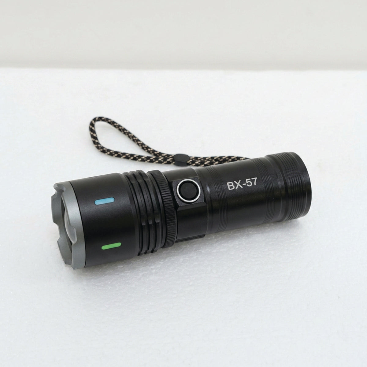White adjustable camping and hiking laser flashlight from سوق الأمانة with 100,000 lumens brightness for outdoor use