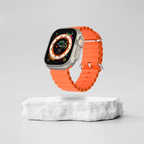 Smart Watch T800 Ultra in orange displaying digital clock, fitness tracking, and sleek design.