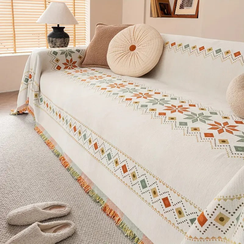 Beige summer bed cover from سوق كوم, made of soft woven textiles, with a smooth, lightweight fabric ideal for warm weather.