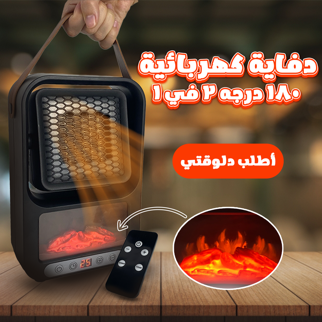 Electric heater 180-degree 2-in-1 from سوق كوم, showing the compact design and adjustable heating features.