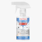 Two bottles of Cool Clean car and home air conditioner cleaner, displayed in a retail setting for effective cooling system hygiene.