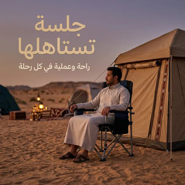 كرسي كشتات ومخيمات قابل للطي مع حامل أكواب