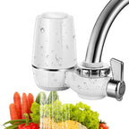 Two easy-to-install faucet filters from the best-selling السوق كوم brand, shown attached to a kitchen sink faucet.