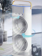 Double Fan air cooler from سوق كوم, portable cooling device with dual fans and misting function for indoor comfort.
