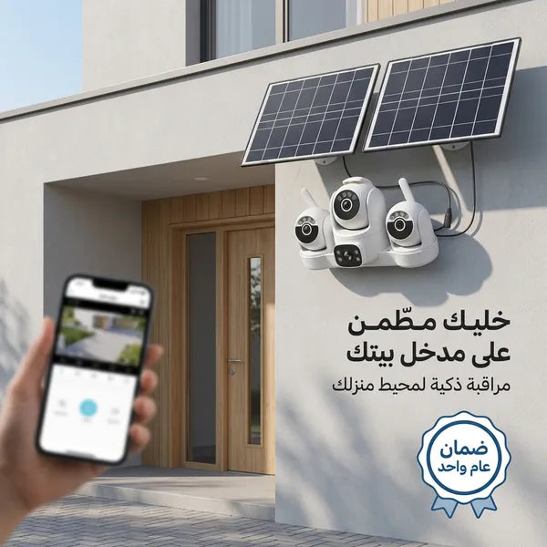 S45 كاميرا لاسلكية بالطاقة الشمسية  - 4 عدسات - مدخل شريحة - تحكم بالهاتف