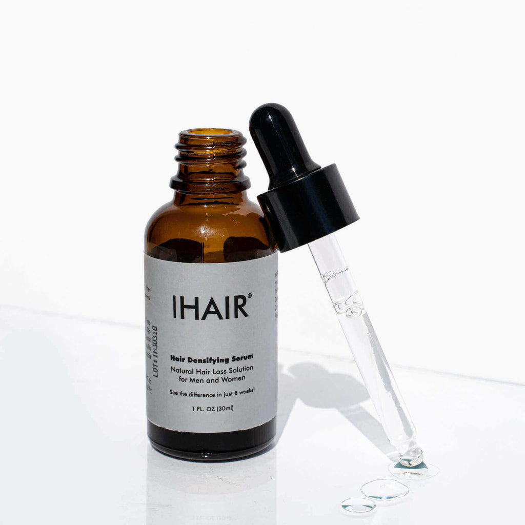 Hair nourishing serum from roots, good seller, in a sleek bottle with a pump dispenser, ideal for healthy, shiny hair.