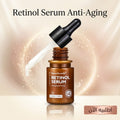 Retinol serum for anti-aging skincare, featuring a sleek bottle with dropper for enhanced skin renewal and wrinkle reduction