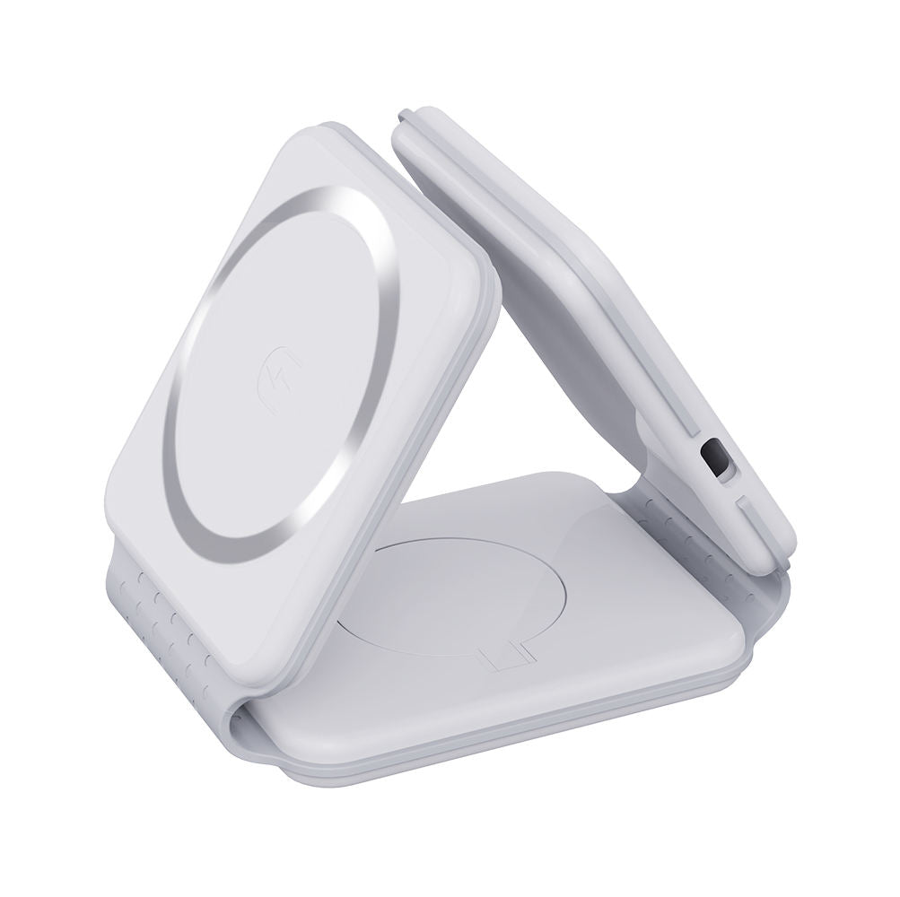 Wireless foldable charger from سوق كوم, showing its compact design and charging surface in a close-up view.