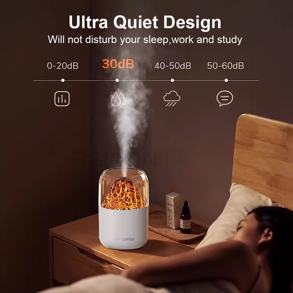 تصميم بركاني مميز مع إضاءة LED متغيرة للأجواء الهادئة
