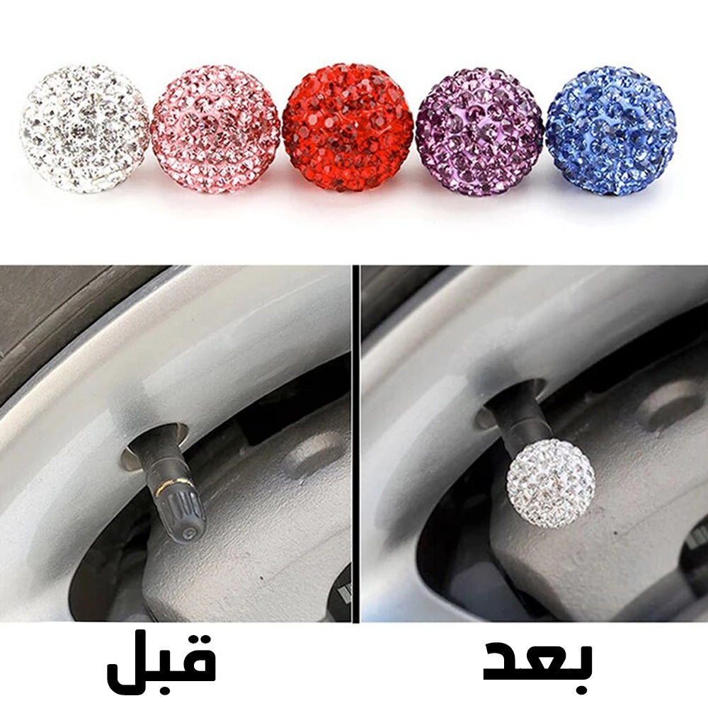 Shiny crystal car tire valve cap cover, automotive accessory with sparkling crystal design, for vehicle tire valve protection and decoration