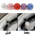 Shiny crystal car tire valve cap cover, automotive accessory with sparkling crystal design, for vehicle tire valve protection and decoration