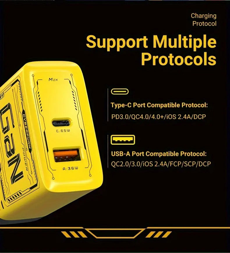 شاحن USB-C سريع بقوة 120 واط بتقنية للشحن الآمن والسريع