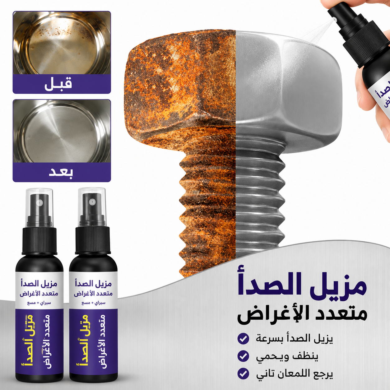 عرض قطعتين بخاخ مزيل فوري الصدا متعدد الاغراض