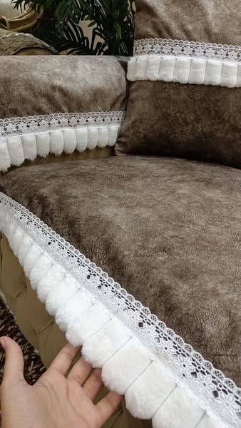 طقم بياضات كنبه جلد مقلوب 10 قطع كافيه