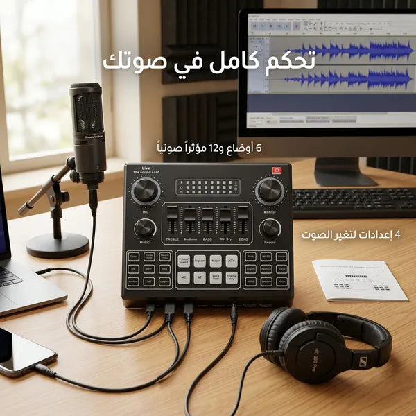• مازج صوت بلوتوث احترافي  مع مؤثرات دي جيه