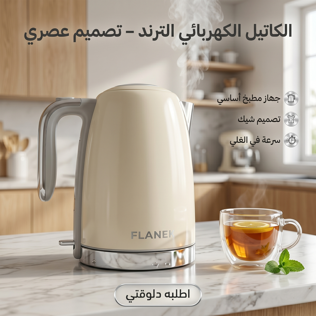 غلاية ماء كهربائية سريعة FLANEK ستانلس ستيل ضد الصدأ