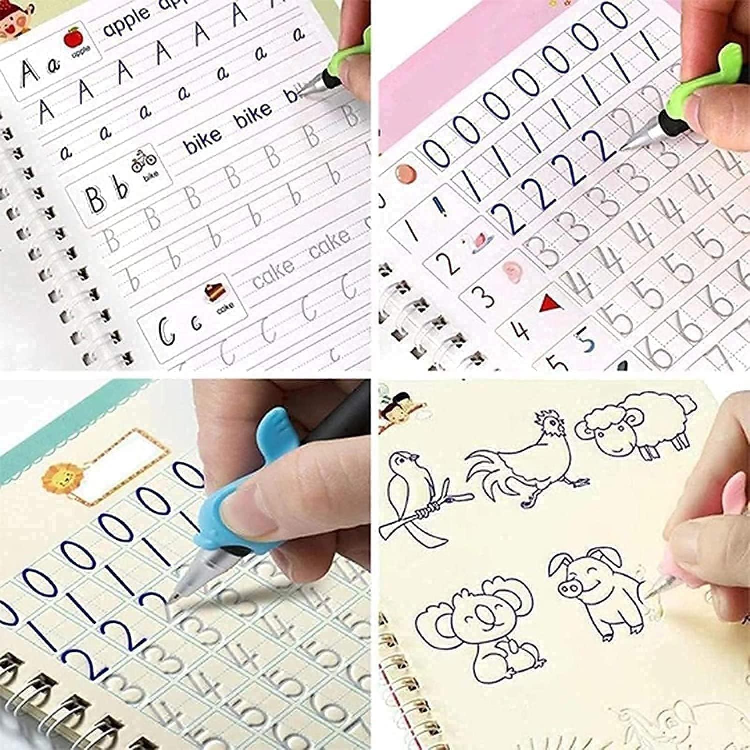 دفتر تدريبات سحرية من سانك، (4 كتب + 10 عبوات اعادة تعبئة+ قلم + 1 مقبض)