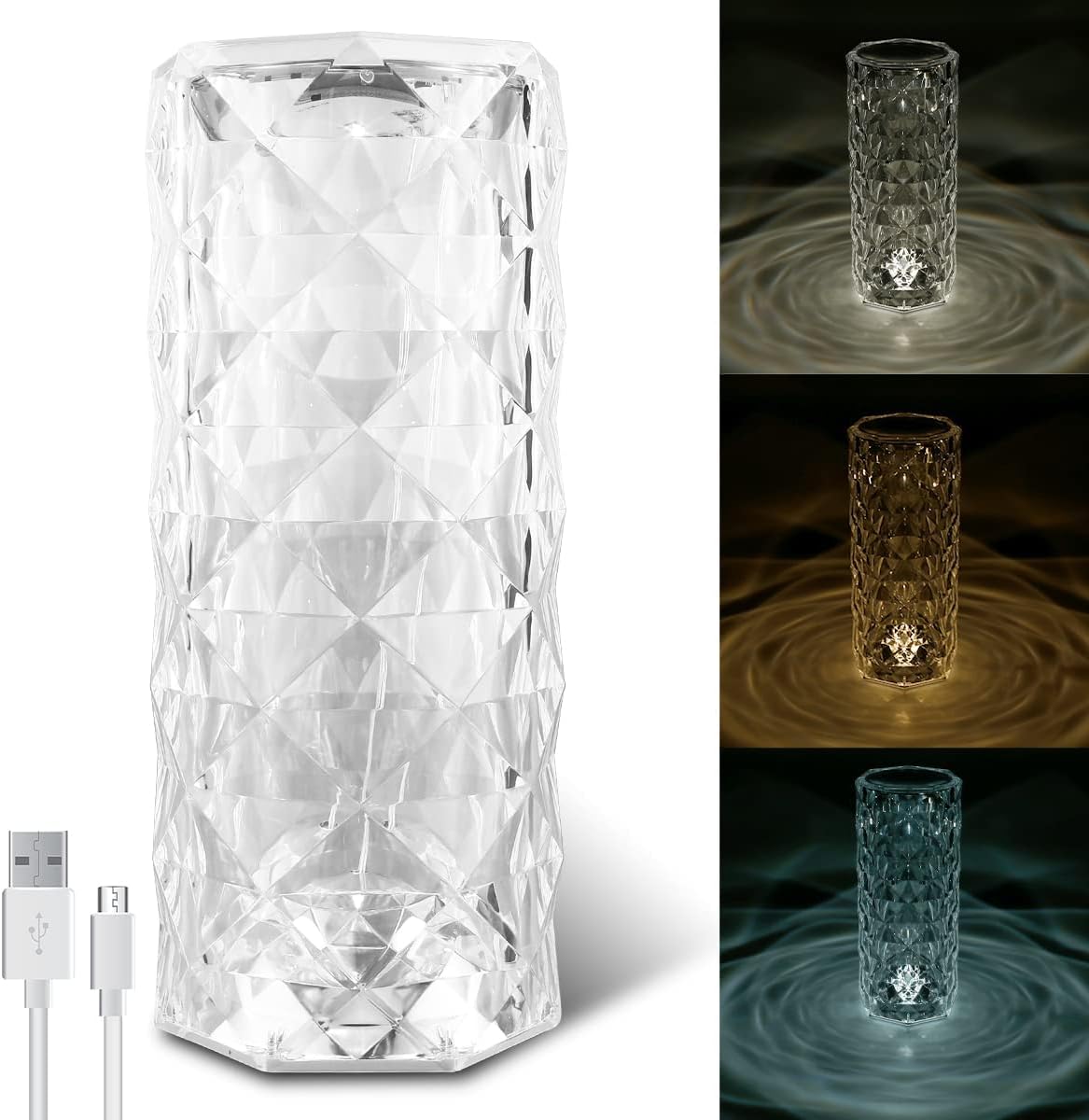 قطعتين أباجورة كريستال مع إضاءة LED وفواحة عطر