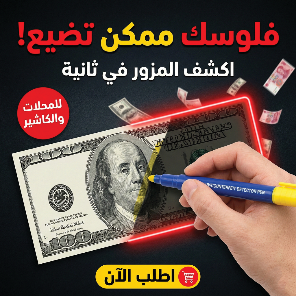 قلم كشف العملات المزورة باللونين الأصفر والأزرق