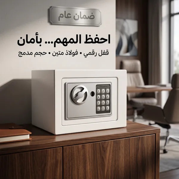 خزنة إلكترونية آمنة برمز رقمي لحفظ المقتنيات والأموال – 17 × 17 × 23 سم – ضمان عام