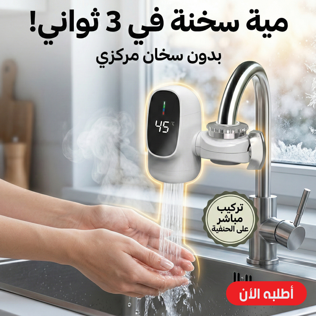 Small device سخان الحنفية السحري for household use, designed to efficiently warm water at the tap.