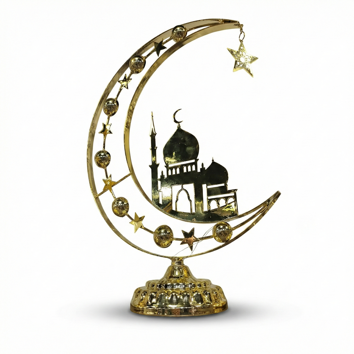 ديكور رمضان هلال و جامع ذهبي - قطعة ديكور إسلامية فاخرة للمنزل
