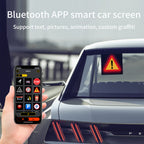 Smart car display screen accessory with app control, designed for vehicle integration, showing interface on the screen.