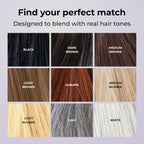 Toppik Hair Fibers for hair thinning, showing dark-colored fibers blending into scalp for fuller-looking hair.
