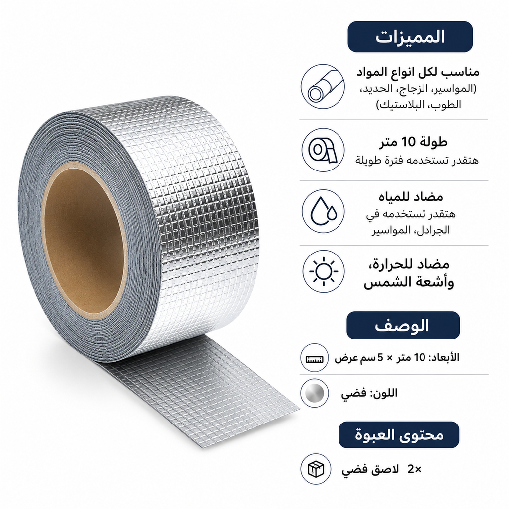 عرض قطعتين اللاصق الفضي المطاطي 10 متر