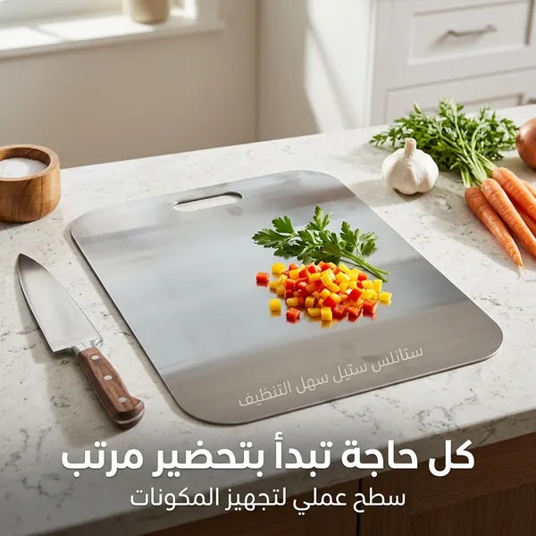 لوح تقطيع وعجن ستانلس ستيل صحي مضاد للبكتيريا