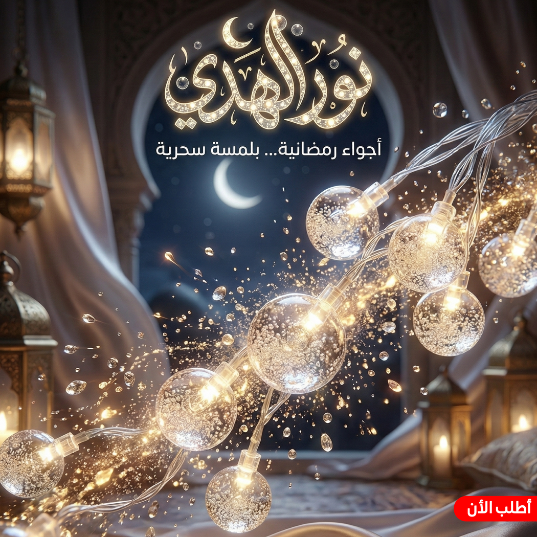 فرع نور رمضان فقاعات بإضاءة LED دافئة وكرات كريستال مضيئة