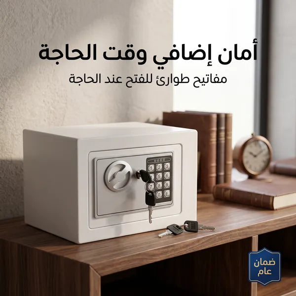 خزنة إلكترونية آمنة برمز رقمي لحفظ المقتنيات والأموال – 17 × 17 × 23 سم – ضمان عام