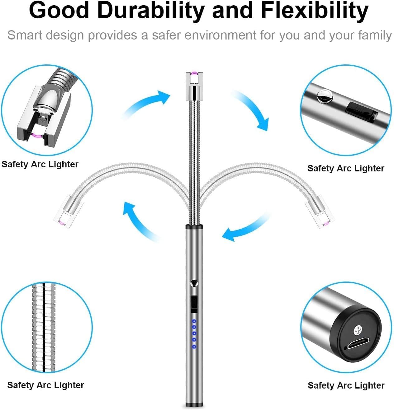 USB rechargeable electric lighter with sleek design, compact and portable, suitable for everyday use.