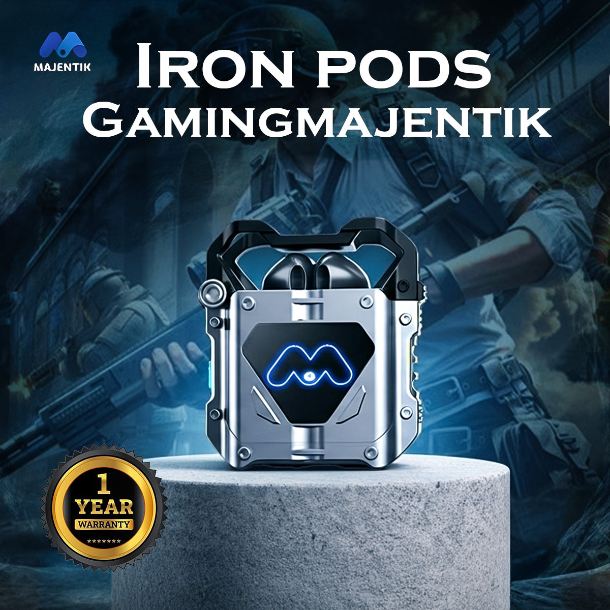 سماعة جيمنج لاسلكية باللون الأسود