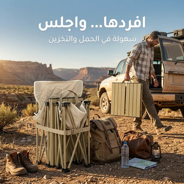 مجموعة البر والطلعات (طاولة مع 2 كراسي)