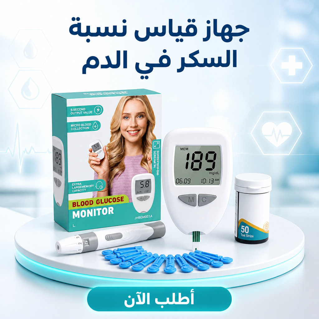 جهاز قياس السكر المنزلي من باللون الأبيض وشاشة LCD واضحة