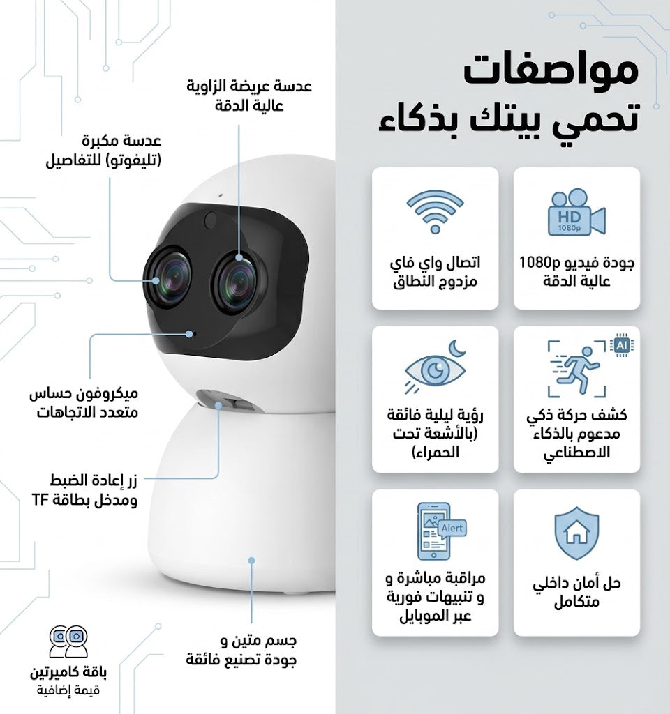 "	عرض قطعتين كاميرا مراقبه واي فاي"
