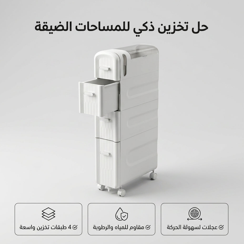 Floor storage cabinet with four compartments from سوق الأمانة, showcasing a sturdy wooden design and ample storage space.
