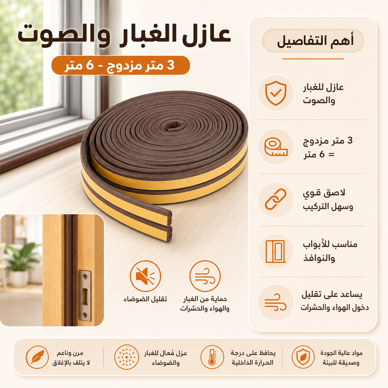 عازل الغبار و الصوت 3 متر مزدوج - 6 متر