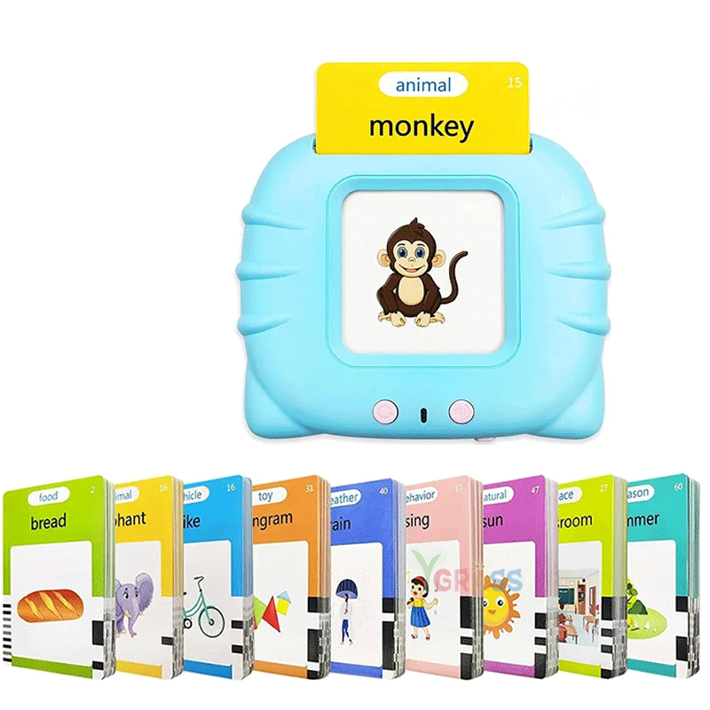 Electronic educational card reader for Arabic and English, featuring colorful game design for learning languages.