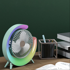 Colorful modern fan from سوق كوم, a portable cooling fan with vibrant blades, ideal for personal cooling and decorative use.