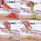 Six-in-one magic kitchen cutter, a versatile food preparation tool with multiple blades and attachments for efficient cooking prep.