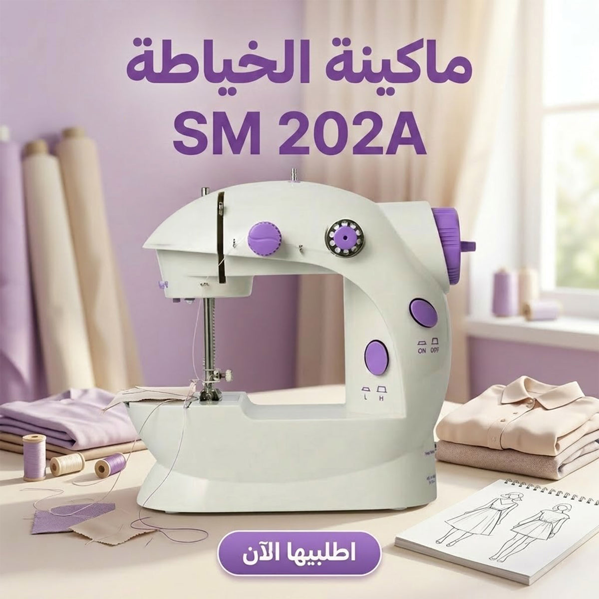 ماكينة خياطة كهربائية محمولة SM - سرعتان - خفيفة وسهلة الاستخدام