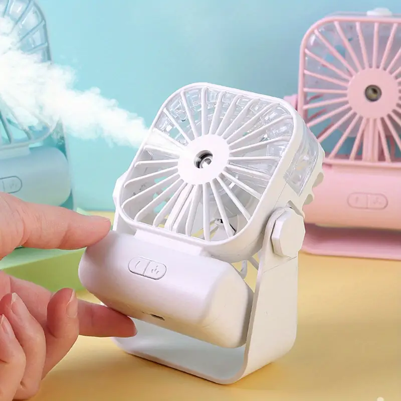 Colorful toy fan and diffuser set, featuring a small fan and aroma vaporizer, designed for children's play and sensory fun.