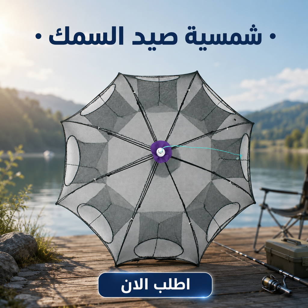 Fishing sunshade umbrella from سوق كوم, outdoor sports gear for fishing trips, with a sturdy canopy and adjustable handle.