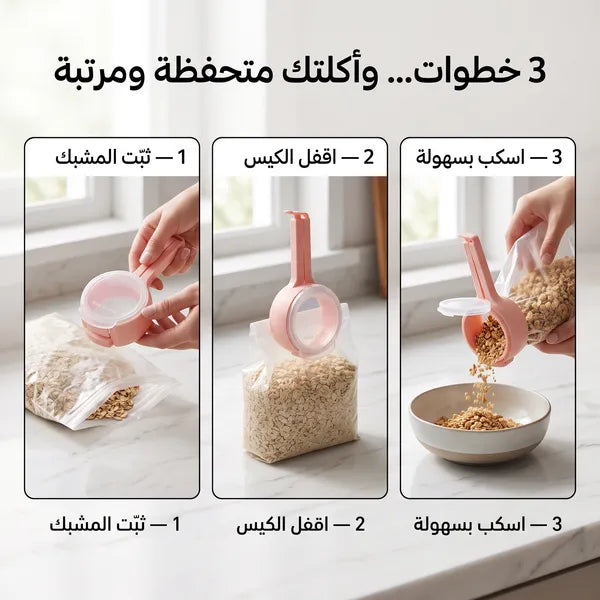 ملاقط إغلاق الأكياس مع فوهة سكب( 2 قطع )