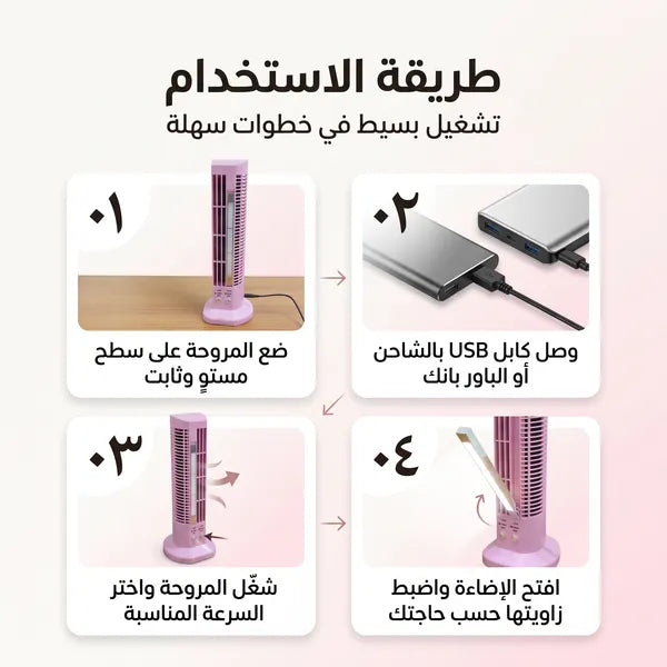 • مروحة تبريد بمصباح ليد جانبي