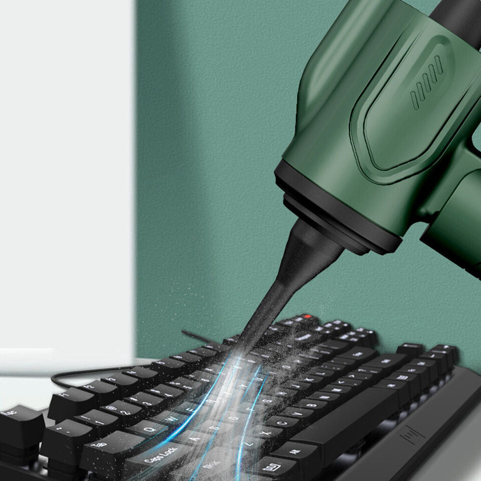 المكنسة المحمولة للسيارة بشحن USB باللون الأخضر